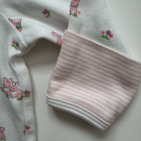 Little Me Baby Girl White and Pink Bunny Nightgown Set 0-3m - Picture 5 of 7